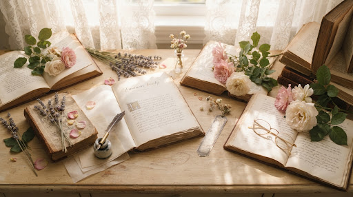 A quiet sunlit library